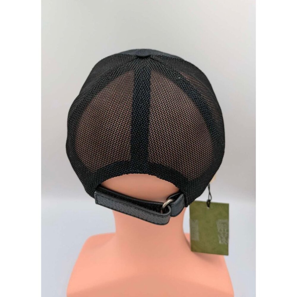 Gucci Embroidered Trucker Mesh Red Logo Cotton Hat Black 701324 - Picture 7 of 11